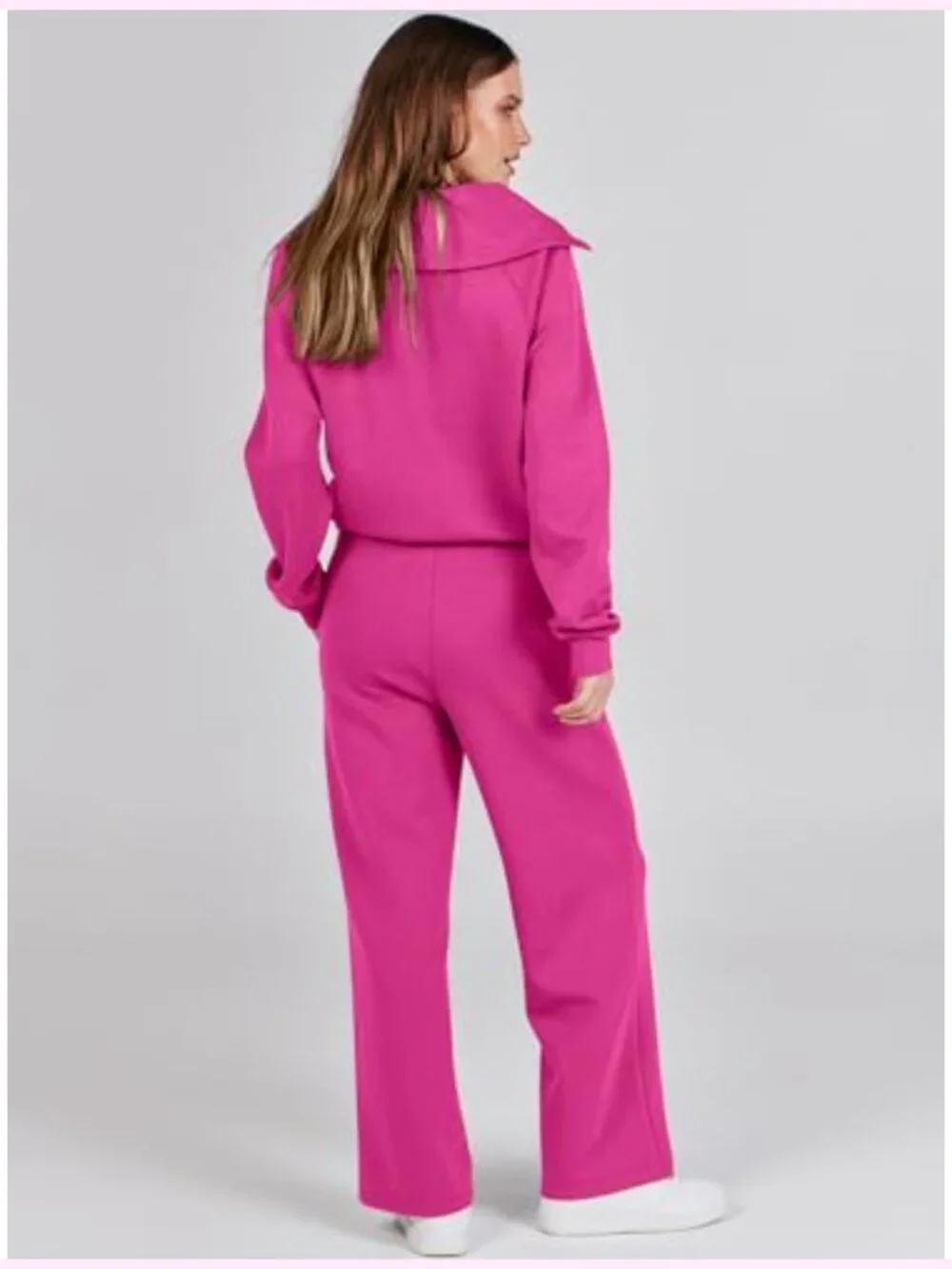 2 Piece Outfit Half Zip Sweatshirt Wide Leg Pants Lounge Matching Sets Sweatsuit